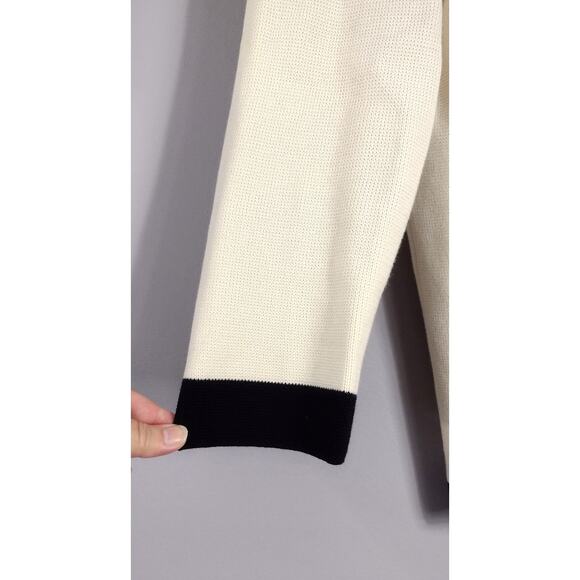 Talbots women's striped zipper front sweater medium cotton rayon - Picture 6 of 13